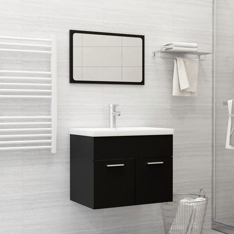 vidaXL Set Mobili da Bagno Nero in Legno Multistrato (1/5)