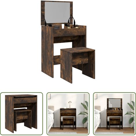Tabouret - Coiffeuse et tabouret chêne fumé 60x40x113,5 cm (1/5)