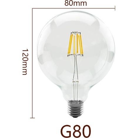 Lampes de croissance pour plantes (G80, Blanc froid, 2 unités, 6 W 220 V) Ampoules à filament rétro Edison à économie d'énergie Global Light Lampada (1/5)