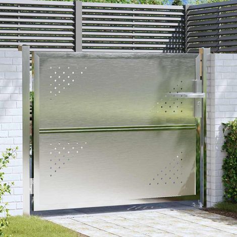 Garden Gate with Lock Silver 85 x 70 cm Stainless Steel vidaXL (1/5)