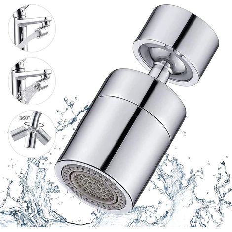 Aireador para grifo, giratorio 360 grados - 2 modos. Aireador de filtro ajustable para grifo de cocina y baño, con rosca externa de 22 mm y adaptador de rosca interna de 24 mm. (1/4)