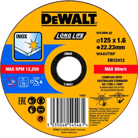 DEWALT High Performance Trennscheibe Edelstahl flach 125x1,6mm