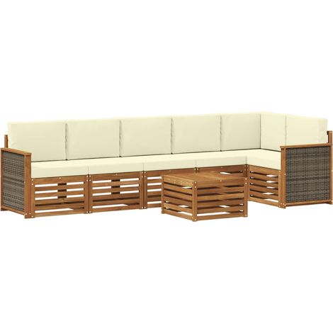Ecksofa Set mit Kissen 6 pcs Natur und Creme vidaXL