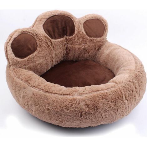 panier chien - lit pour chien - coussin - corbeille pour chien - forme de patte - marron S (1/3)