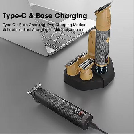 Rasoir électrique rechargeable 6 en 1 pour hommes YJ-101 avec base de chargement, étanche IPX6, peut raser le corps, la barbe et les poils du visage, tête de rasage de 20 mm de long. (1/4)