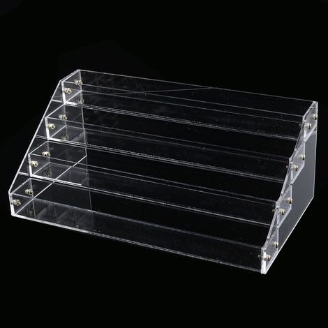 Étagère de rangement 4 niveaux pour vernis à ongles, rouge à lèvres et cosmétiques, support en plastique blanc. (1/4)
