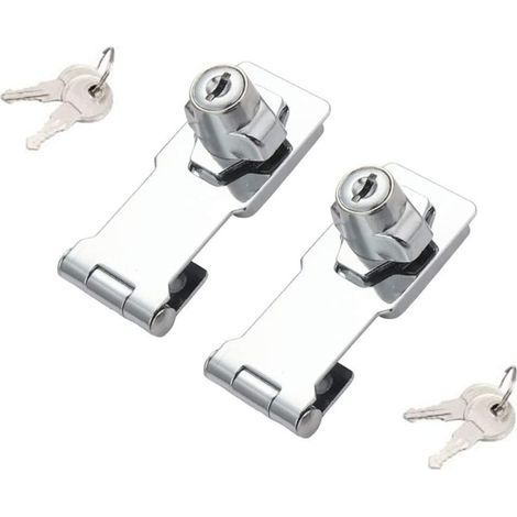 Lot de 2 serrures à clé de 3 pouces avec bouton rotatif pour petites portes, armoires et plus encore, en acier inoxydable, serrure chromée, serrure de sécurité avec clés. (1/3)