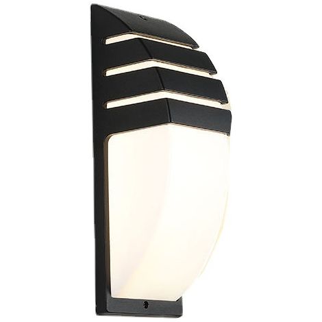 Applique da parete per interni/esterni, nera, 12 W, 6000 K, bianco freddo, LED, impermeabile IP65, per patio, giardino, terrazza, cortile [classe energetica E] (1/5)