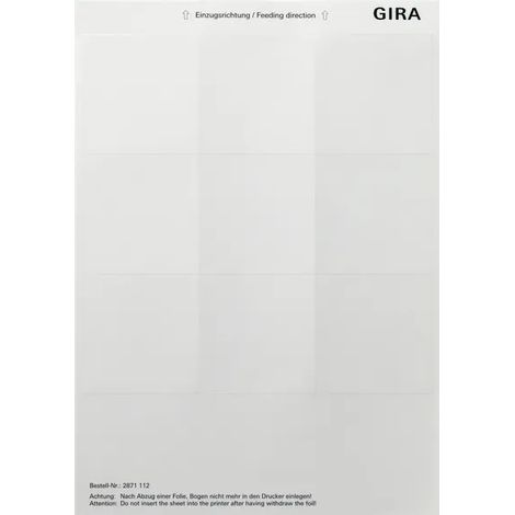 Gira Láminas de rotulación 69 x 67 mm accesorio blanco puro [2871112], 2871 112