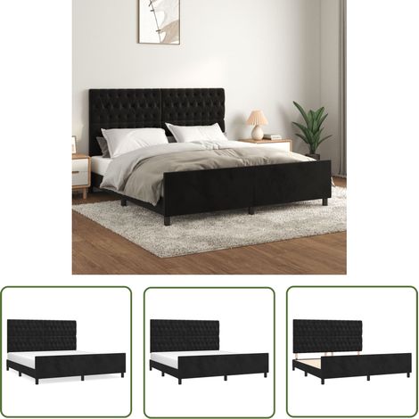 The Living Store Cadre de lit sans matelas noir velours - Lit Double - Cadre De Lit - Lit Avec Têted’appui - Literie - Meubles De Chambre (1/5)