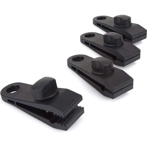 4 Pcs Pinces De Bache-Coupe-Vent Robuste pour Auvent,Poignée pour Pince-Accessoires De Pince De Tente pour Camping,Baches,Caravane,Toile D'Ombre De Jardin,Noir (1/4)
