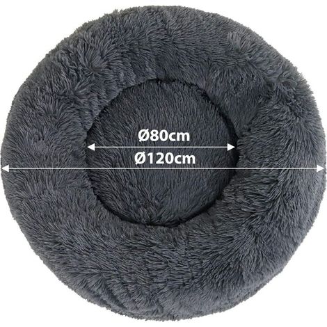 Cestino per cani da 120 cm, morbido lettino per gatti in peluche, antiscivolo, lavabile, rotondo, soffice, cuscino antistress, cuccia per cani e gatti (grigio scuro) (1/4)
