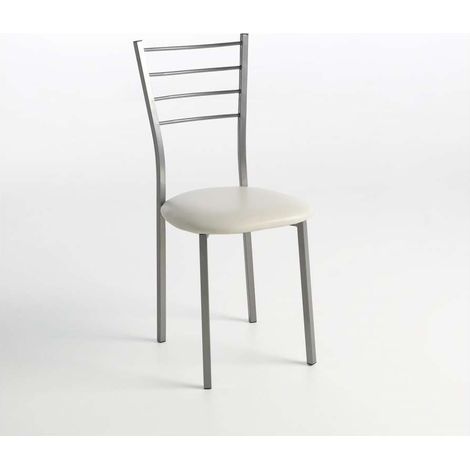 Pack de 2 sillas Berlin estructura gris tapizado crema, 90 cm(alto)38 cm(ancho)38 cm(largo) (1/2)
