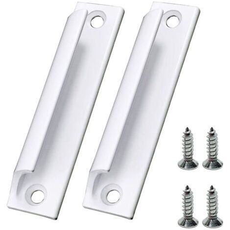 2-teiliger Schiebetürgriff – Weiße Aluminiumlegierung – 90 mm Länge – Inkl. Schrauben – Für Fenstertüren und Fenster (1/5)