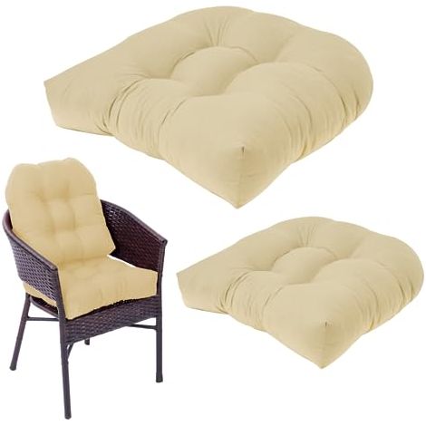 Cuscini per sedie da esterno, 2 pezzi, 19x19 pollici, morbidi e traspiranti, cuscini per sedie in vimini, colori solidi, comodi cuscini elastici per sedie da giardino per la decorazione (1/5)