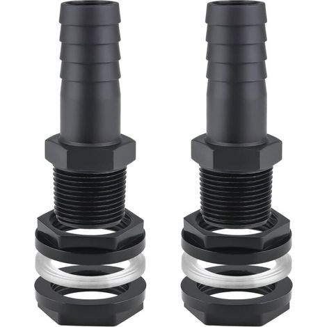 2PCS Trop Plein Cuve, 25mm Passe Paroi Cuve raccord Male Leakproof Hose pour Citernes Raccord Rcuprateur eau de Pluie de Pluie Passages Mit Joints (1/5)