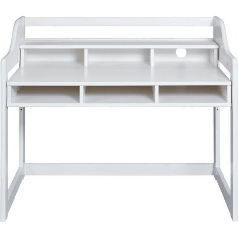 Bureau pour enfant avec 6 niches ouvertes de rangement , coloris blanc - Longueur 111,80 x Profondeur 68,30 x Hauteur 91 cm (1/5)