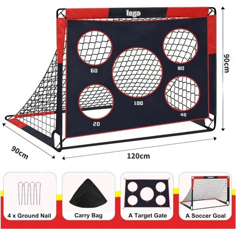 But de football 2-en-1 portable et démontable, toile Oxford 420D noir 1209090 cm- TRSP (1/5)