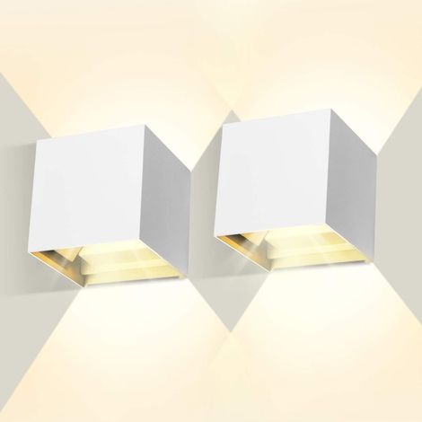 2 Stück Wandlampe LED Dimmbar, 7W Aluminum Modern Wandleuchte Innen Licht up Down Wandlicht für Wohnzimmer, Flur, Balkon, Treppen - Warmweiß (Weiß)