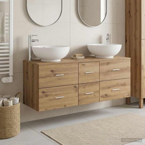 vidaXL Bathroom Furniture Set 3 pcs Artisan Oak 129 x 44.5 x 80 cm (1/5)