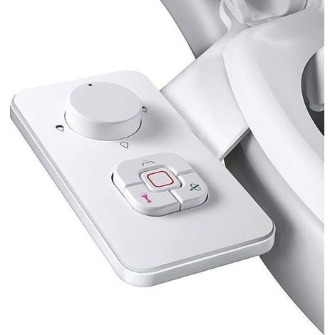 Pulvérisateur Bidet non électrique avec double buses rétractables autonettoyantes - Bouton poussoir réglable pour eau froid-Blanc (1/5)