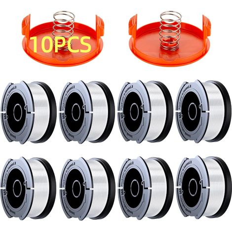 10-Spulen-Trimmerfaden-Set — Kompatibel mit Black+Decker, Modell AF-100, 0,065 Zoll Durchmesser, 240 Fuß Länge (Beinhaltet 8 Spulen + 2 Kappen + 2 Federn) (1/4)