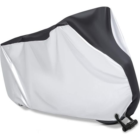 Housse de vélo en tissu Oxford 210D, imperméable et résistante aux UV, pour deux vélos. Convient aux VTT et aux vélos de route. Bordures argentées et âme noire. Taille S : 170 x 60 x 85 cm. (1/5)