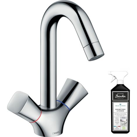 Mélangeur lavabo HANSGROHE avec tirette et vidage chrome + nettoyant Briochin (1/2)