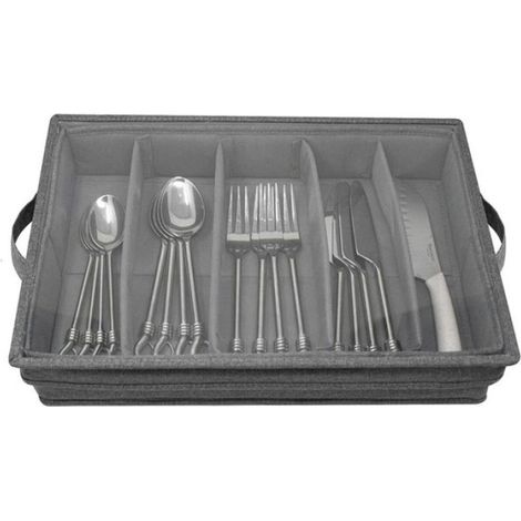 Boîte de rangement pour couverts et argenterie, avec séparateur réglable, étui de rangement organisateur pour ustensiles de cuisine (1/5)