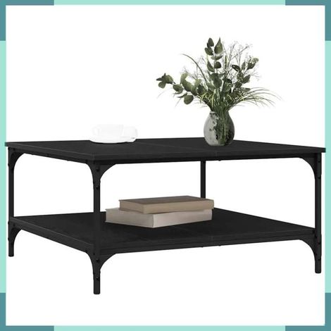 Table basse - 883499 - Chêne noir - 80 x 80 x 40 cm - 1 étagère industrielle (1/5)
