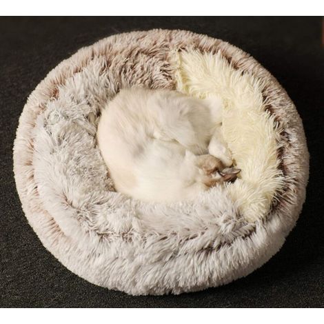 – Weiches, stressfreies Katzen- und Hundebett – XL 50 cm – Besonders weiches und waschbares Material – Braune, rutschfeste Unterseite (1/5)