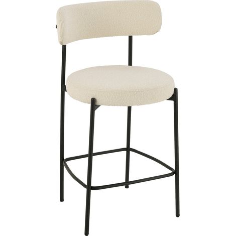 Chaise de bar design boucle blanche et noire assise confortable - Blanc boucle et structure noire (1/5)