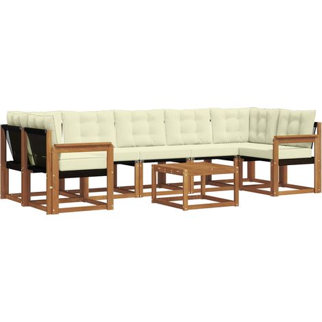 vidaXL Outdoor Sofa Set with Cushion 8 pcs Natural and Cream