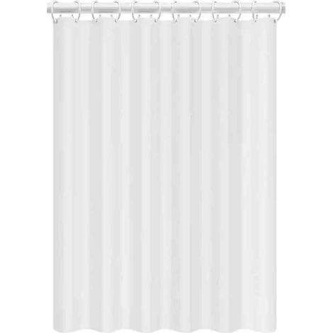 Rideau de Douche Tissu Lavable en Machine, Rideau Douche Blanc Anti-moisissure déperlant pour Salle de Bain, Largeur 240 x Hauteur 180cm (1/5)