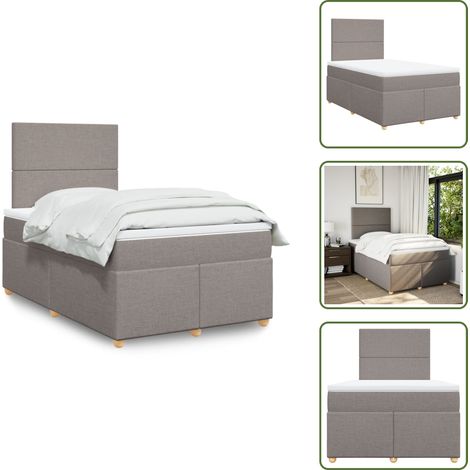 vidaXL Sommier à lattes de lit avec matelas taupe 120x190 cm tissu