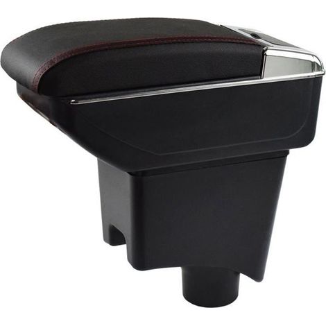 Accoudoir De Console Centrale En Cuir Noir avec double couches Spécifique pour Renault Dacia Sandero I Logan(avec coutures rouges) (1/4)