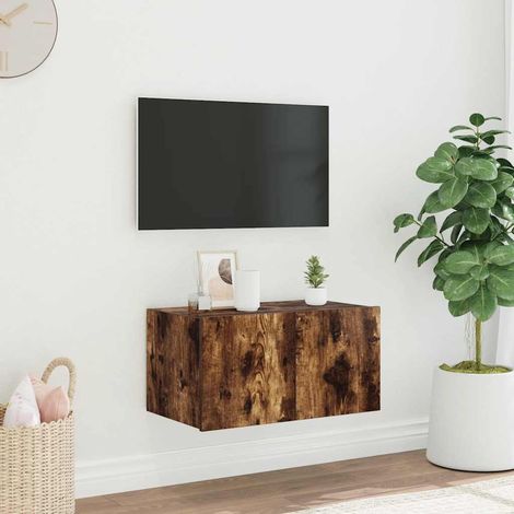 TV-Wandschrank mit LED-Leuchten Räuchereiche 60x35x31 cm (1/5)
