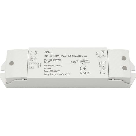 Variateur triac AC 110-220 V RF+0/1-10 V + bouton-poussoir S1-L, 1 canal, pour LED incandescentes monochromes. (1/5)