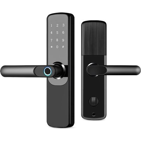 Serrure de Porte Intelligente TTlock App WiFi Smart Fingerprint Door Lock Smart Bluetooth Digital APP Keypad Code Keyless Electronic Door Lock (Color : Single Latch, Size : L) (1/5)