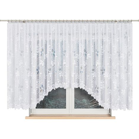 Renata - Rideau jacquard prêt à poser avec fente en bas - 500 x 150 cm - blanc (1/5)