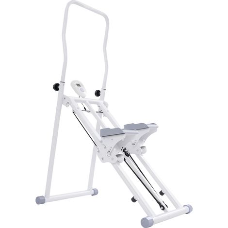 Escalera mecánica, diseño compacto, mango ajustable, color blanco. (1/2)