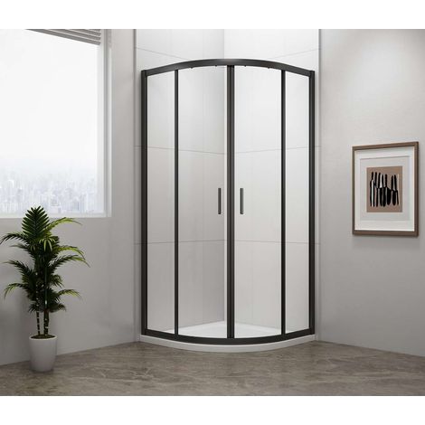 Polysan Easy Black - Box doccia semicircolare 90x90 cm, variante sinistra/destra, vetro trasparente/nero opaco EL2615B (1/5)