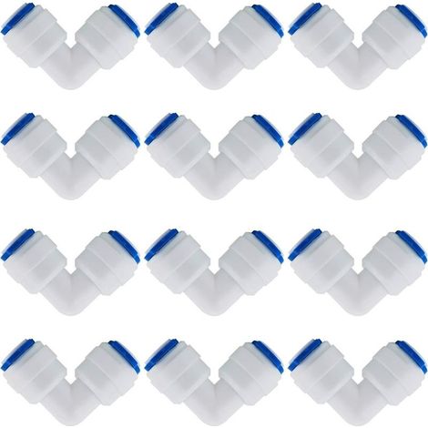 12 Pcs Accessoires De Filtre à Eau RO Raccord De Buse 1/4 Pouces 90 Degree Right Angle Fast Docking pour Raccorder Les Raccords De Tuyauterie d'eau, Tuyau de réfrigérateur (1/5)