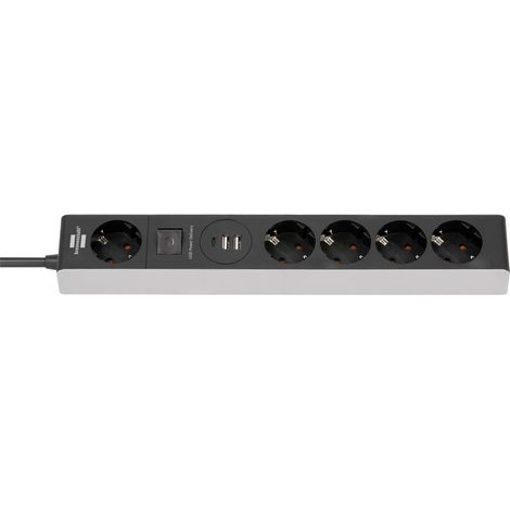 Brennenstuhl 1159780615 Multipresa con interruttore 4 vie Grigio, Nero Schuko 1 pz. (1/5)