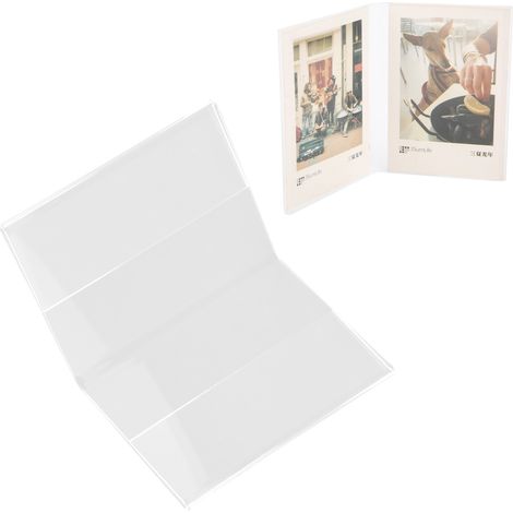 Cadre photo en acrylique transparent modèle V, support autoportant pour film Instax Mini 3 pouces (7,6 cm). (1/5)