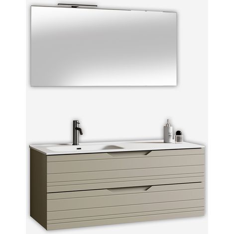 Mobile bagno sospeso con lavabo e specchio Solmira SX - Tortora