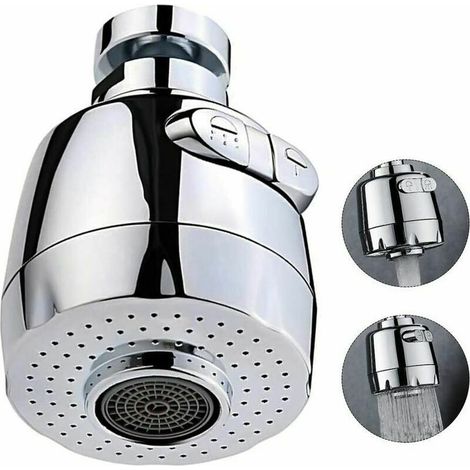 360 Degrés Aérateur de Robinet Pivotant Tête de Robinet de Cuisine 2 Modes Réglable Douche Tête Filtre Pulvérisateur Pour Cuisine Salle De Bain (Court) (1/5)