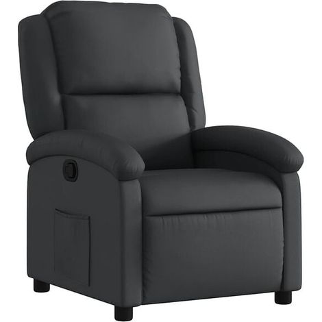 Fauteuil inclinable en cuir véritable noir