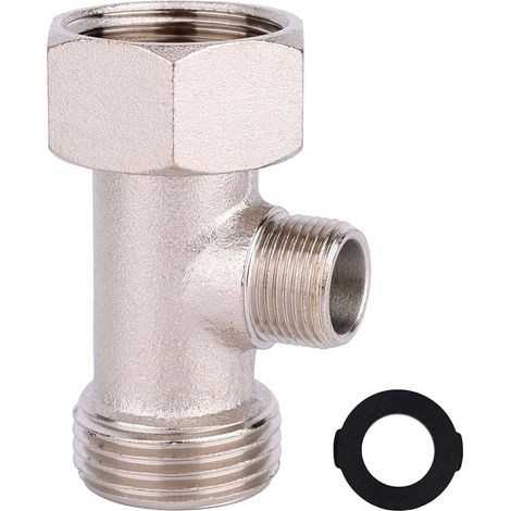 Bidet T Adapter with Seal, 7/8"x7/8"x3/8" 3-Way T-Connector Toilet Bidet Accessory for Home Installation Toilet Camper Van Hose Pipe Diversion (1/5)