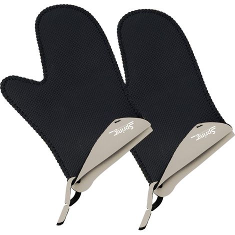 Guanti da forno Spring Grips, 2 pezzi, 23 x 15 x 3 cm, in neoprene, neri e grigi (1/2)